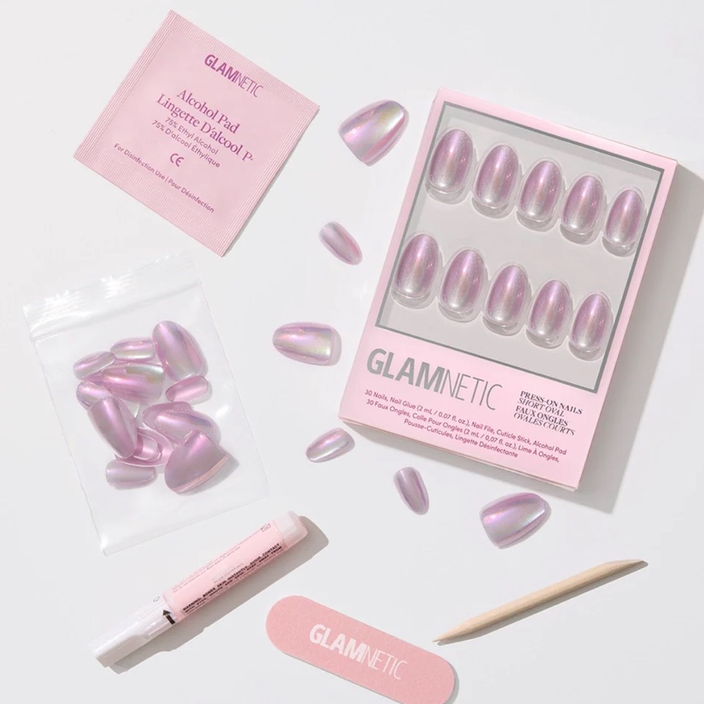 NWT Glamnetic Press on Nail Set Shimmering Shores Collection 30 Nails Oyster - Picture 3 of 9